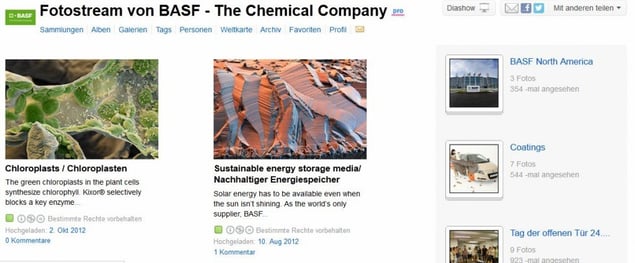 Screenshot BASF Profil bei Flickr